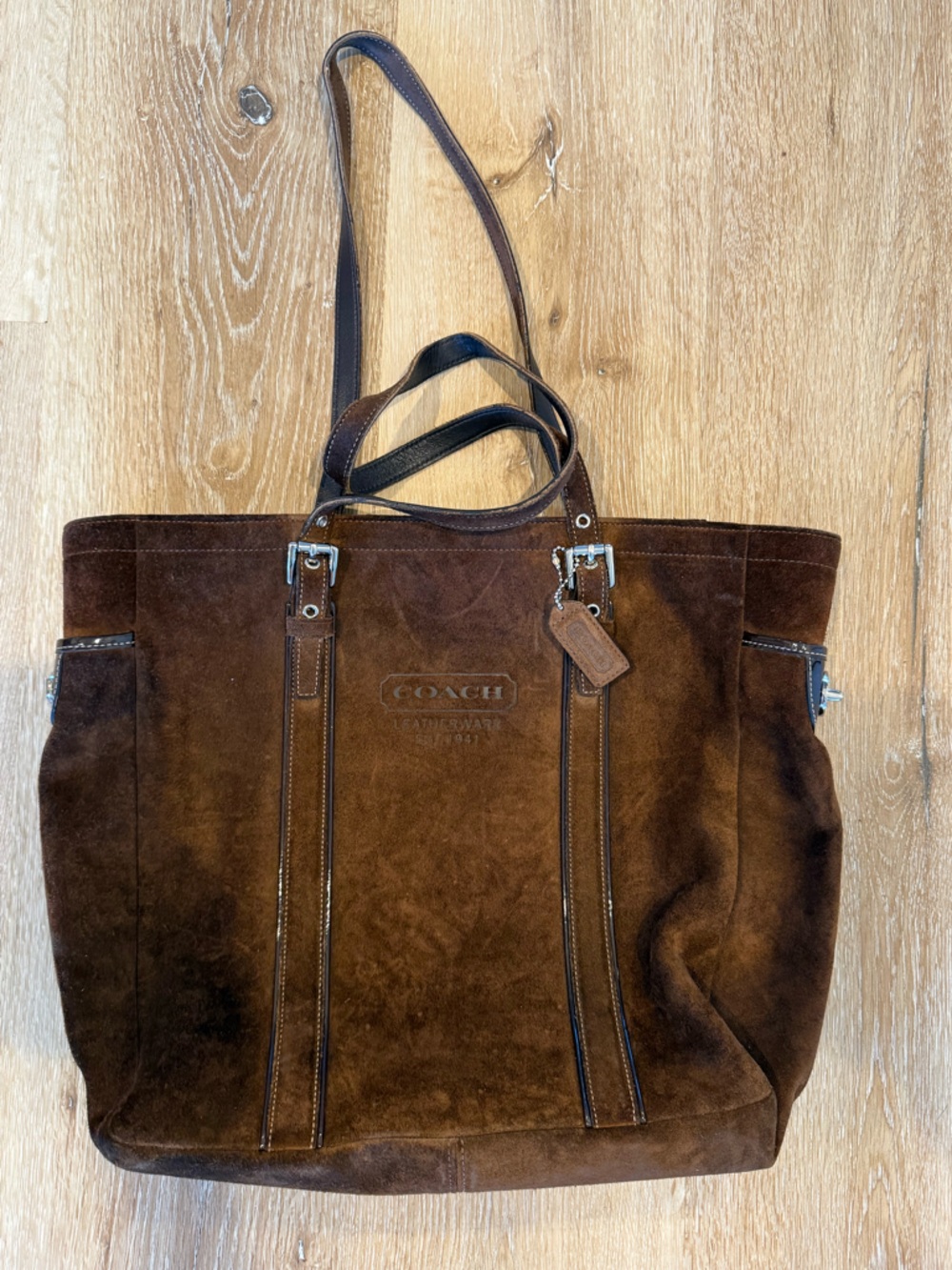 Coach Dark Brown Suede Shoulder Tote Y2K